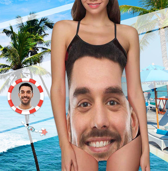 Custom Bathing Suit with Face One Piece Swimsuit Custom Swimsuit with Husbands Face