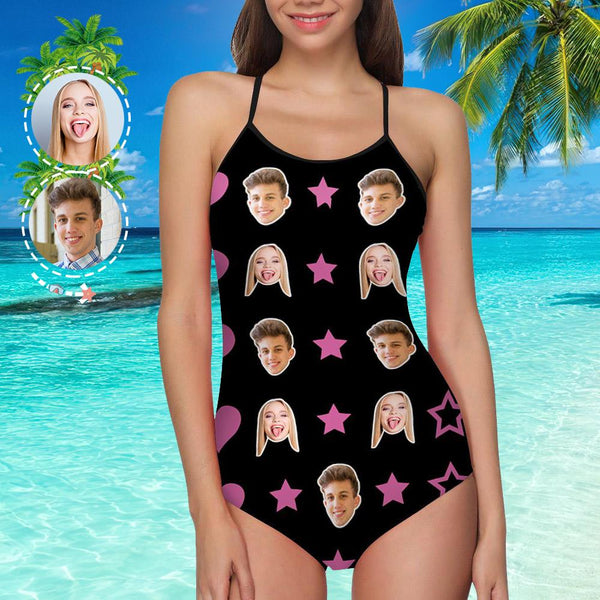 Face Swimsuit One Piece Swimsuit Custom Bathing Suit with Face - Star