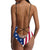 Face Swimsuit One Piece Swimsuit Custom Bathing Suit V-Neck with Face - American Flag