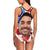 Face Swimsuit One Piece Swimsuit Custom Bathing Suit with Face - Abstract American Flag