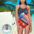 Face Swimsuit One Piece Swimsuit Custom Bathing Suit with Face - American Flag with Lips