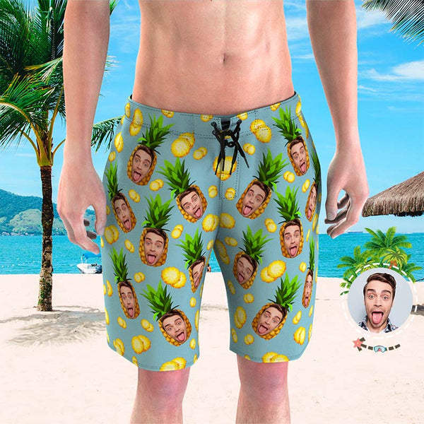 Custom Face Swim Trunks Mens Swim Trunks with Pictures - Pineapple