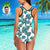 One Piece Swimsuit Face Swimsuit Custom Bathing Suit with Face - Green Leaves