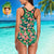 One Piece Swimsuit Face Swimsuit Custom Bathing Suit V-Neck with Face - Leaves & Flowers