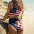 Custom Face Bikini Women's Chest Strap Bathing Suit Custom Bathing Suit with Face - American Flag