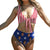 Face Bikini Face Swimsuit Women's Chest Strap Bathing Suit Custom Bikini with Face - American Flag