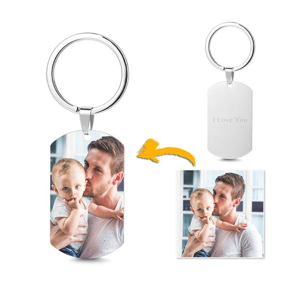 Custom Photo Stainless Steel Keychain With Engraving Back