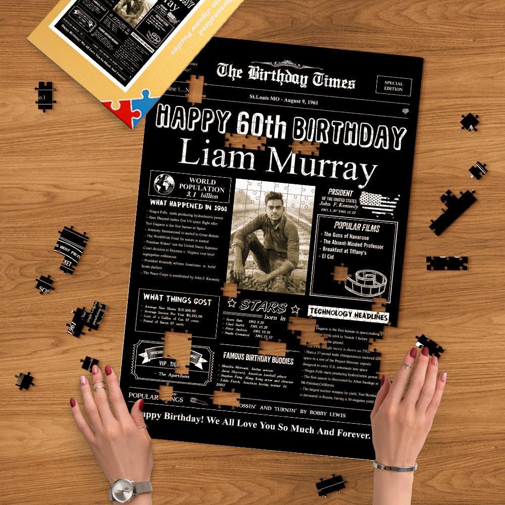 Historical Events of Specific Year Jigsaw Puzzle Custom Birthday Puzzle Upload Your Photo & Sentences Gift for Birthday Back to the Old Days