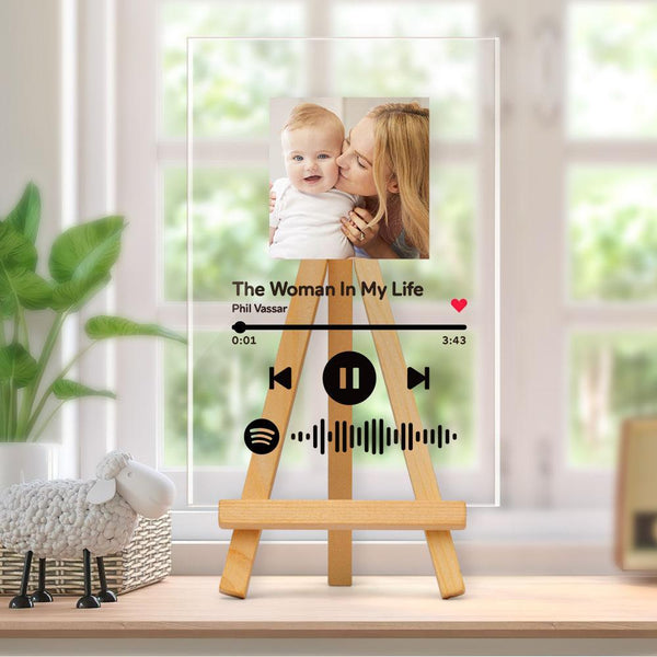 Mother's Day Gifts Music Acrylic Glass Art Custom music Code Music Plaque With Wooden Stand Best Photo Gift For Mother