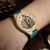 custom-men's Engraved Wooden Photo Watch Blue Leather Strap - Bamboo - photowatch