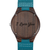 custom-men's Engraved Wooden Photo Watch Blue Leather Strap