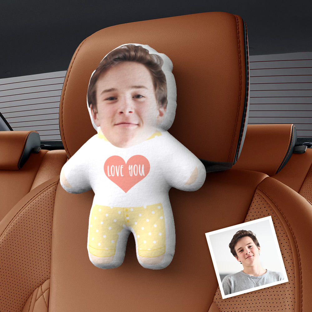Personalized  Face Car Seat Pillow LOVE YOU Customized Soft Face Pillow For Car and Chair - Myphotomugs