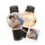 Engraved Photo Watch Black Leather Strap for Men & Women