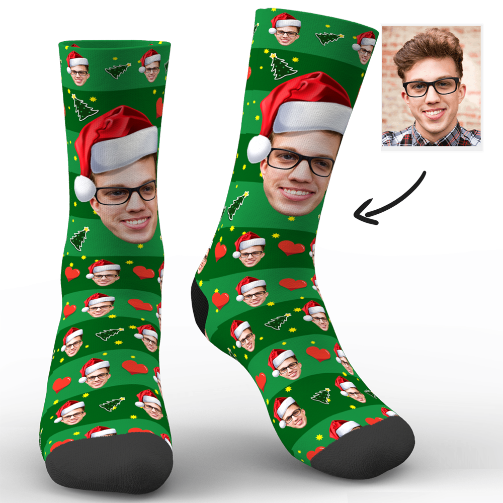 Custom Face Socks Christmas Hat Socks