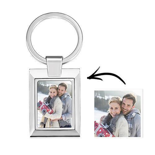 Anniversary Gifts Custom Square Photo Keychain Personalized  Alloy Keychain Valentine's Gifts For Couple