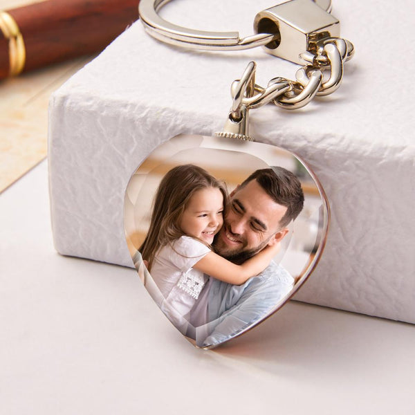 Valentine's Gifts Custom Photo Keychain Personalized Crystal Heart Keyring Photo Heart Shape Keychain