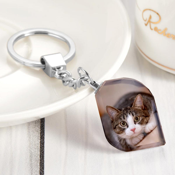 Valentine's Gifts Custom Photo Keychain Personalized Crystal Keyring Anniversary Birthday Gift for Her