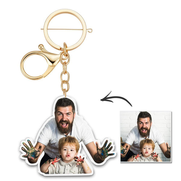 Custom Keychain Personalized Father and Son Photo Keychain