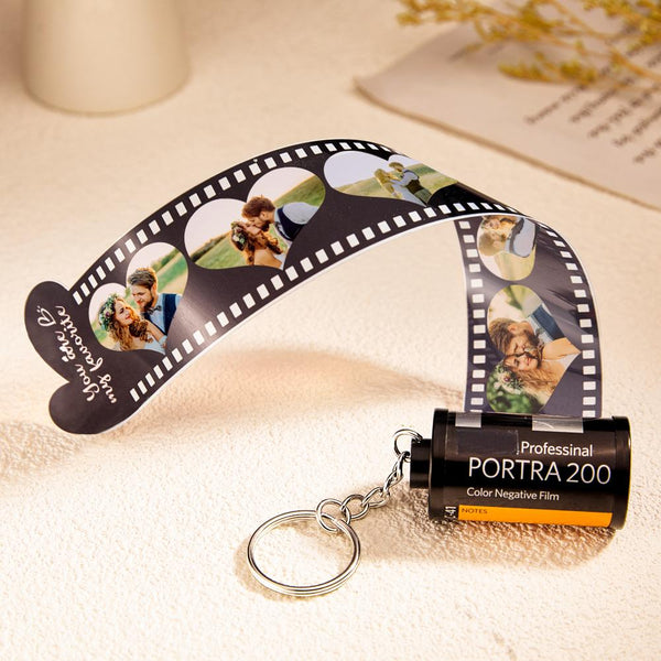 Custom Engraved Photo Film Keychain Camera Roll Creative Heart Gifts - Myphotomugs
