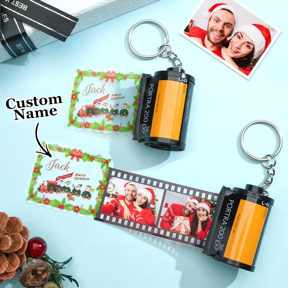 Custom Photo Engraved Film Keychain Funny Christmas Gift - Myphotomugs