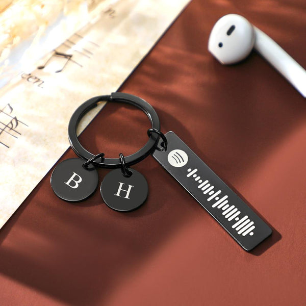 Scannable Spotify Code Keychain With Engraved Circle Pendant Custom Music Song Keychain Gift - Myphotomugs