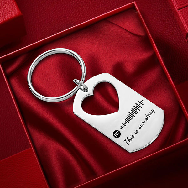 Custom Valentine's Day Gift Engraved Keychain Spotify Keychain for Lover - Myphotomugs