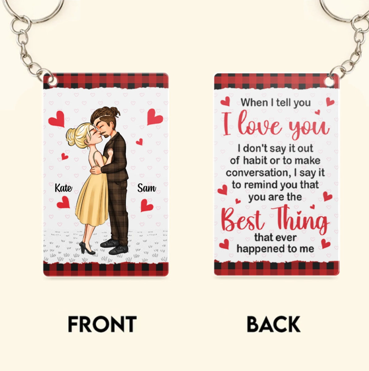 Personalized Acrylic Keychain Couple Cartoon Image Keyring Valentine's Gifts - Myphotomugs