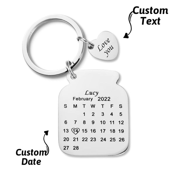 Custom Engraved Bottle Calendar Keychain Save The Date Keychain Birthday Gift - Myphotomugs