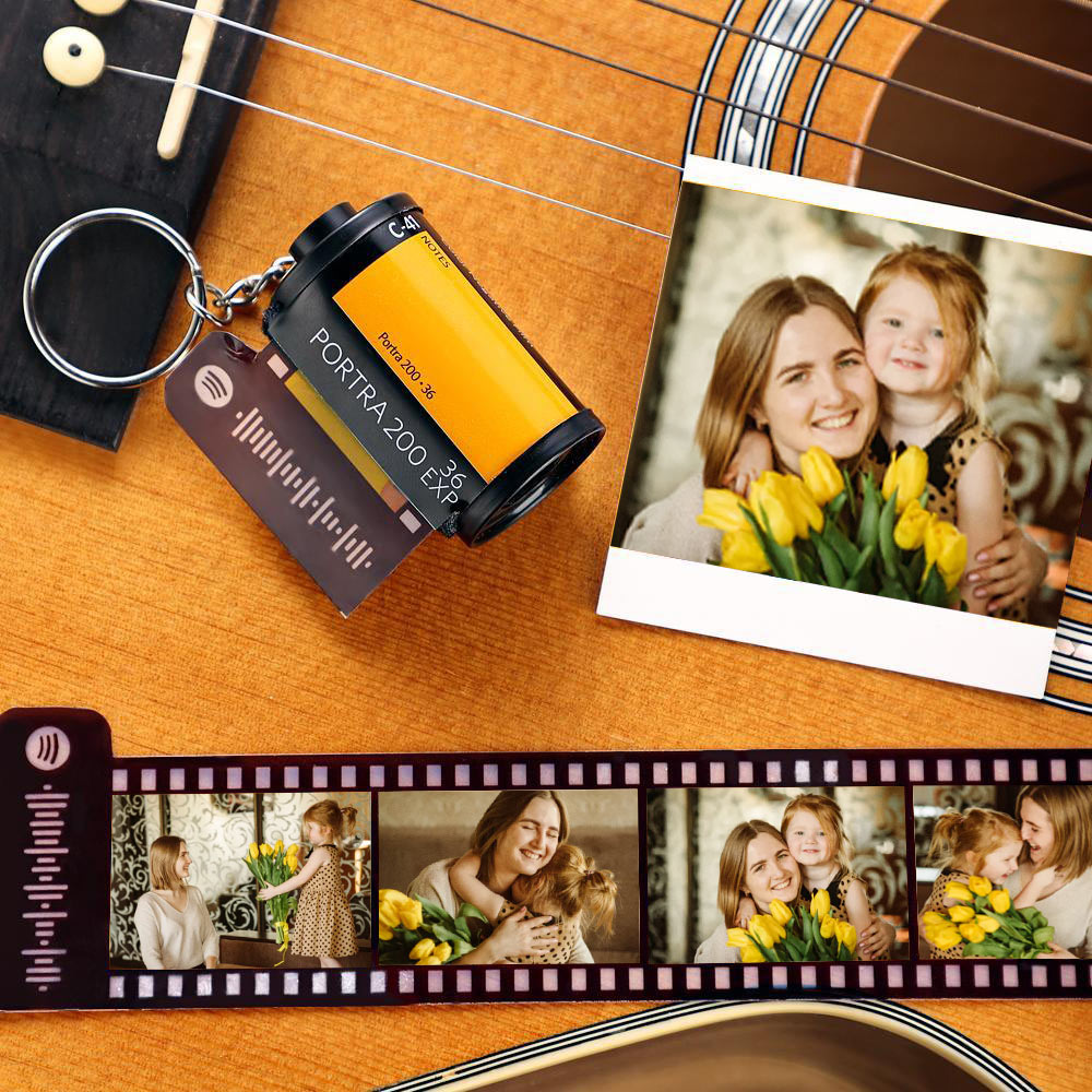 Mother's Day Gifts Personalized Spotify Code Camera Roll Keychain Kodak Multiphoto for Family 5-20 Pictures