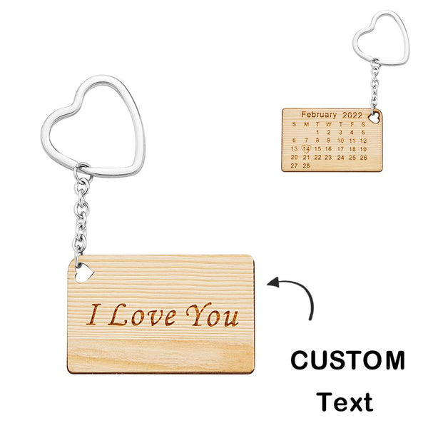 Custom Engraved Calendar Keychain Save the Date Keychain Valentine's Day Gift for Lover - Myphotomugs