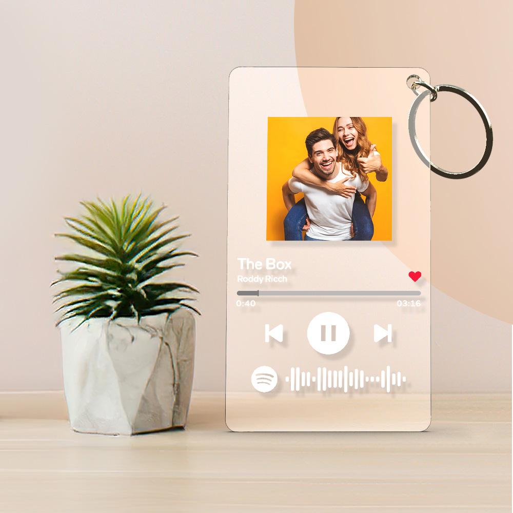 Custom Photo Spotify Keychain Spotify Glass Gift For Couples