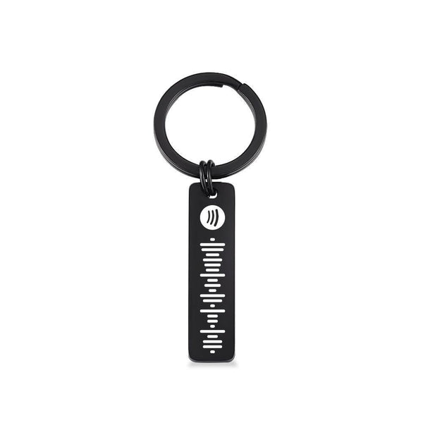 Spotify Keychain Custom Spotify Keychain Personalized Spotify Code Stainless Steel Keyring - Black