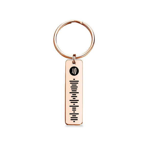 Music Keychain Custom music Keychain Personalized music Code Stainless Steel Keyring - Rose Gold