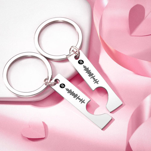 2 Personalized Spotify Code Keychain Heart Cut Out Friend Keychain Couple Keychain