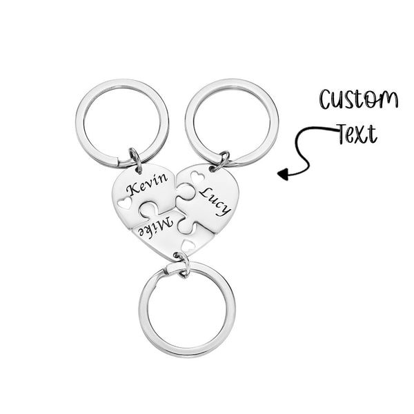 Custom Engraved Keychain 3 in 1 Heart Jigsaw Puzzle Keychain Gift for Love