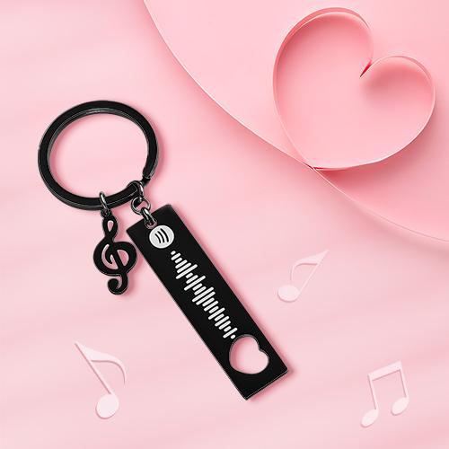 Custom Spotify Code Scannable Music Keychain with Note Black