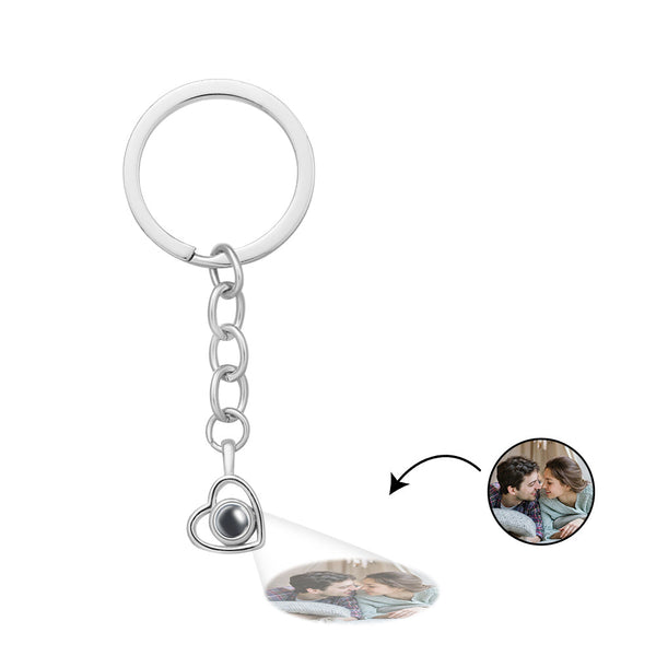 Custom Heart-shaped Hollow Photo Projection Keychain Couple Gifts - Myphotomugs