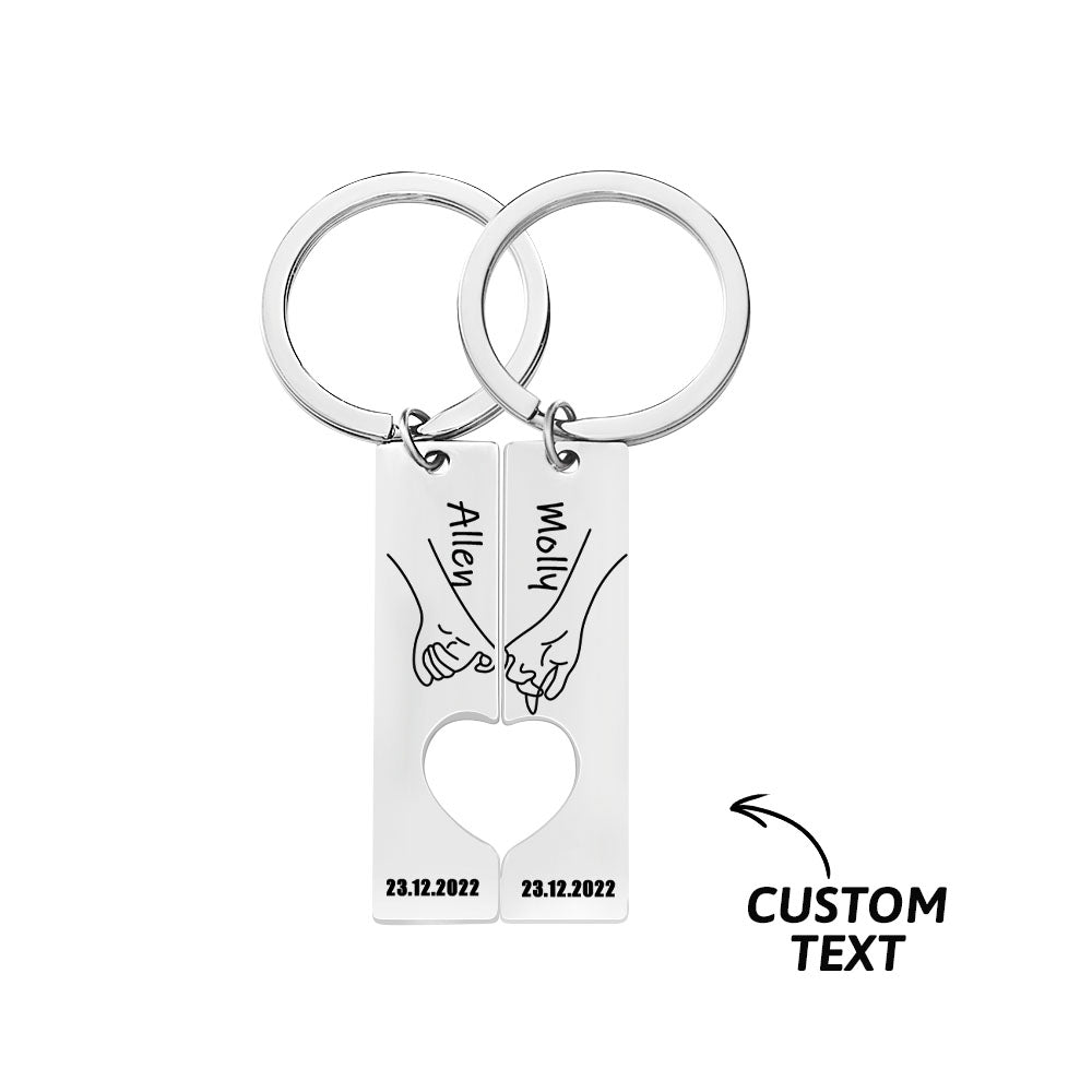 Couple Keychain Set Custom Heart Keychain Personalized 2 Pcs Matching Couple Keyring Gift For Him Valentine's Day Gift For Boyfriend/Husband