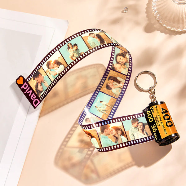 Personalized Photo and Name Film Roll Keychain Custom Camera Keychain Film Gifts for Lover - Myphotomugs