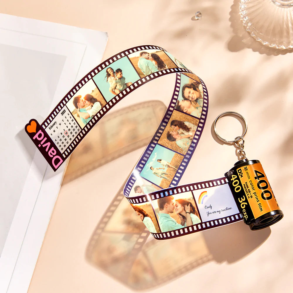 Custom Photo and Name Film Roll Keychain Personalized Camera Keychain Film Gifts for Lover - Myphotomugs