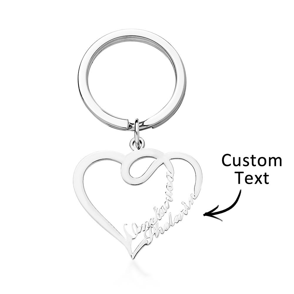 Custom Engraved Name Keychain Double Love Couple Gifts - Myphotomugs