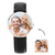 Engraved Photo Watch Black Leather Strap for Men & Women