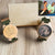 Women's Engraved Bamboo Photo Watch Dark Green Leather Strap 40mm