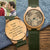 To My Dad - Custom Engraved Bamboo Photo Watch Cow Leather Strap 45mm