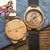 Custom custom-men's Engraved Wooden Photo Watch Brown Cow Leather Strap