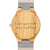 Wocustom-men's Engraved Bamboo Photo Watch Grey Leather Strap 40mm