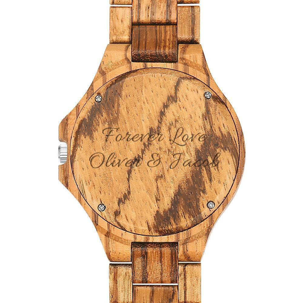 Custom custom-men's Engraved Wooden Photo Watch Wooden Strap 45mm