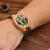 Men's Engraved Wooden Photo Watch Brown Strap 45mm For Him