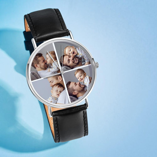 Father's Day Gifts Custom Photo Watch Personalized Collage Photo Watch Gift for Men