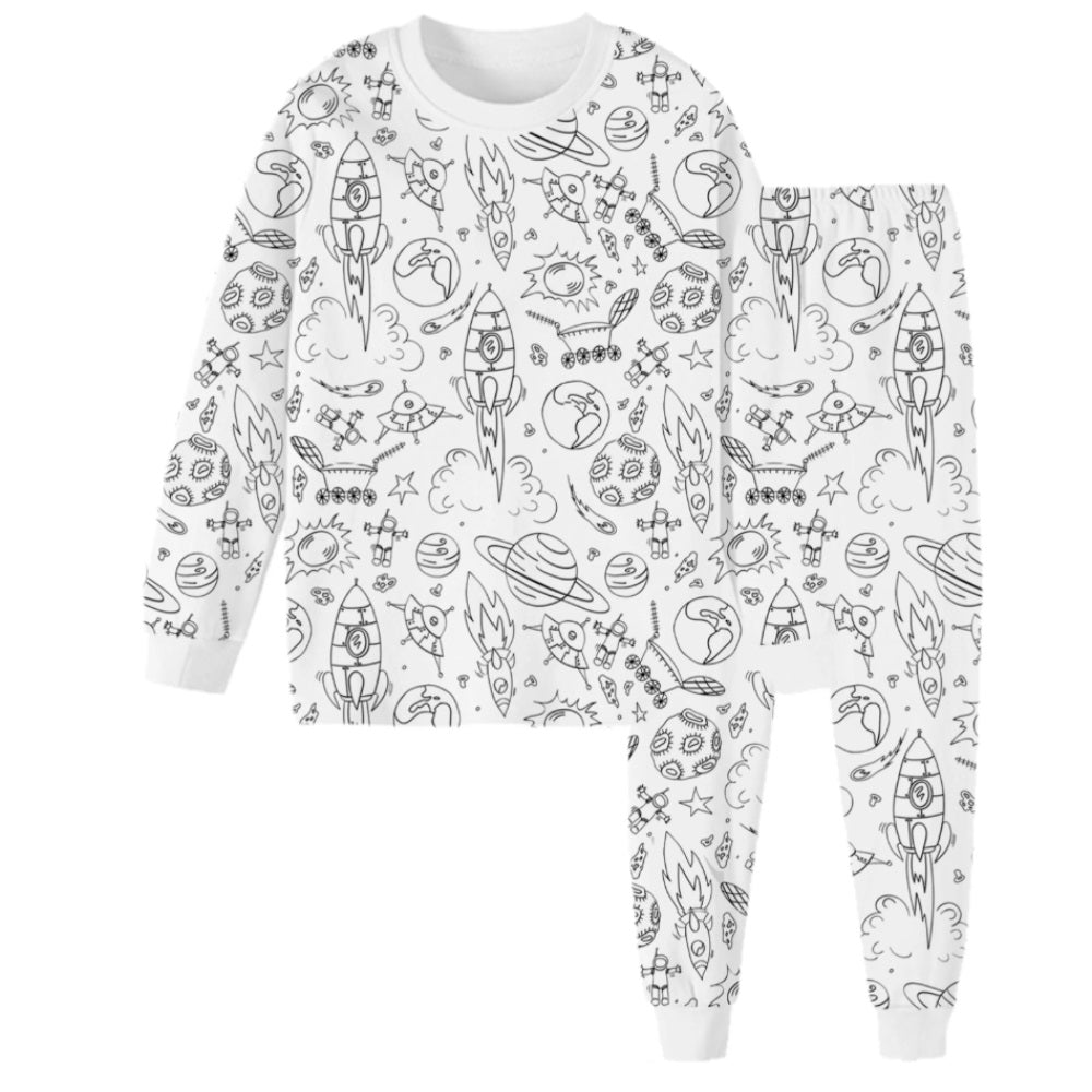 Children's DIY Hand-painted Graffiti Pajama Sets Home Clothes Coloring Cotton Pajama Sets - Myphotomugs